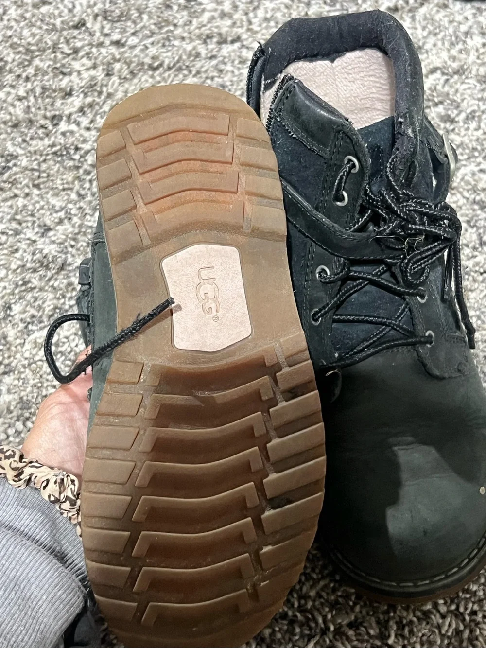 UGG Kids Black Lace-Up Side-Zip Winter Boots